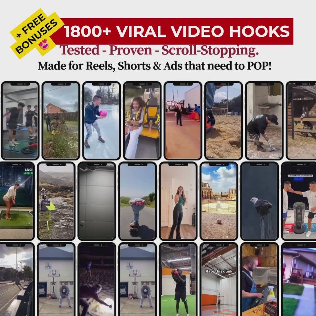 1800+ High Quality Viral Hooks + FREE Bonuses