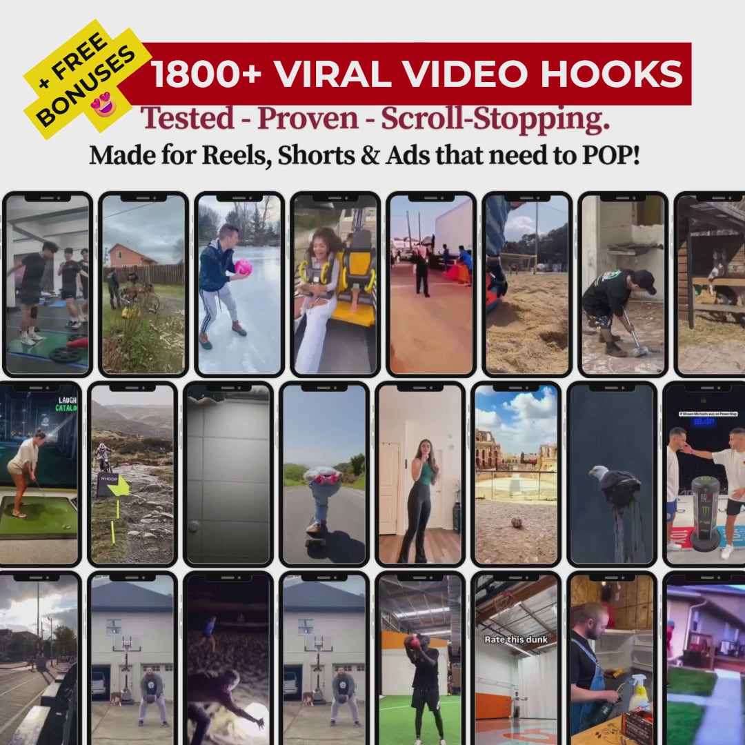 1800+ High Quality Viral Hooks + FREE Bonuses